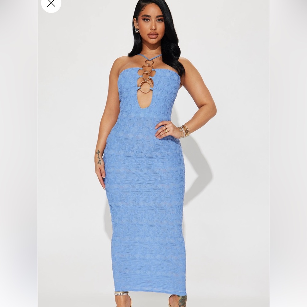 Elegant Blue Sleeveless Dress